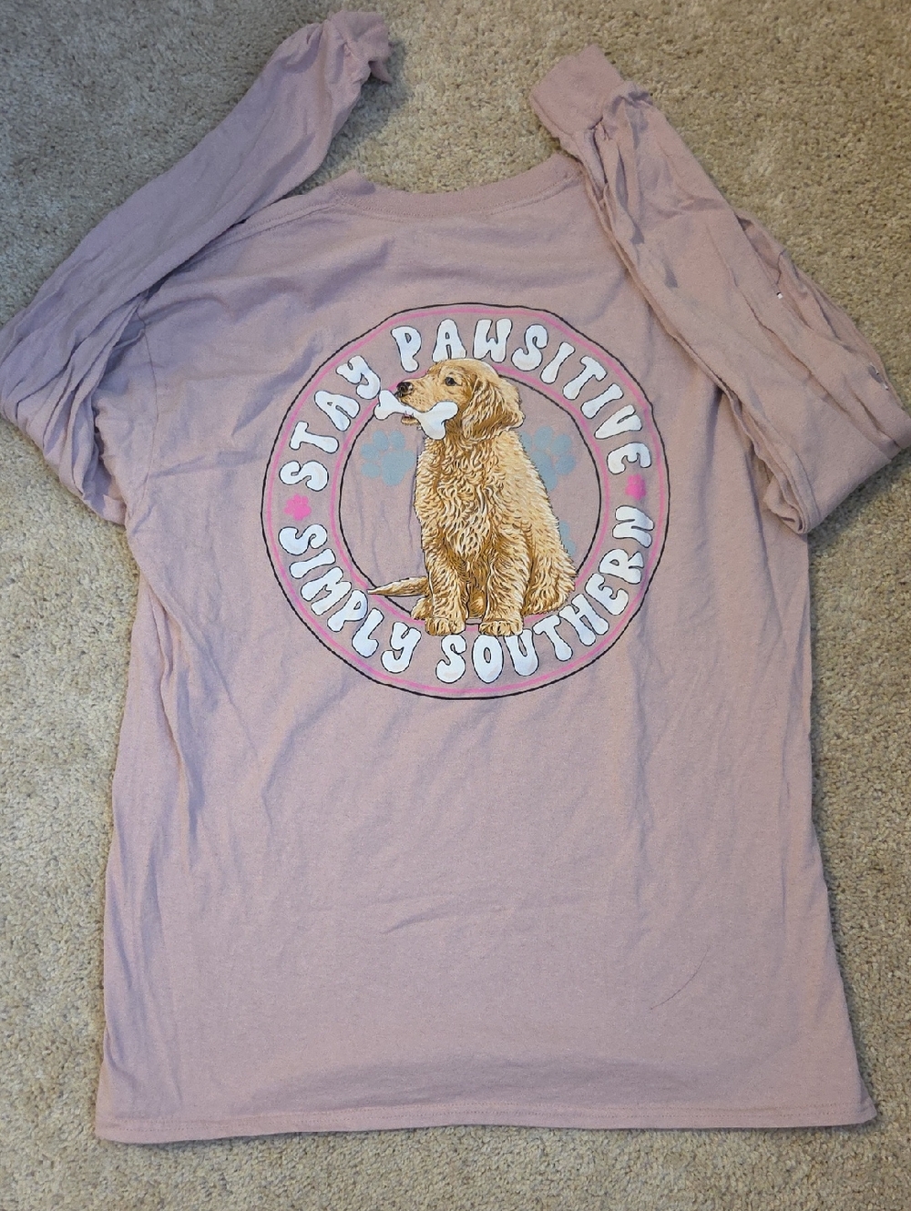 Simply Southern Mauve Long Sleeve Tee with Dog Graphic